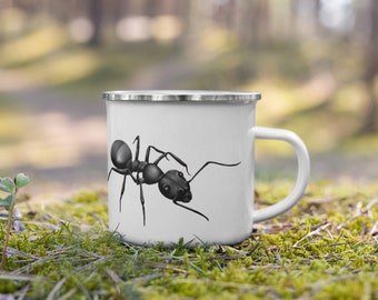 Taza de café con diseño de hormigas, ideal como regalo para amantes de los insectos, taza esmaltada para entomólogos.