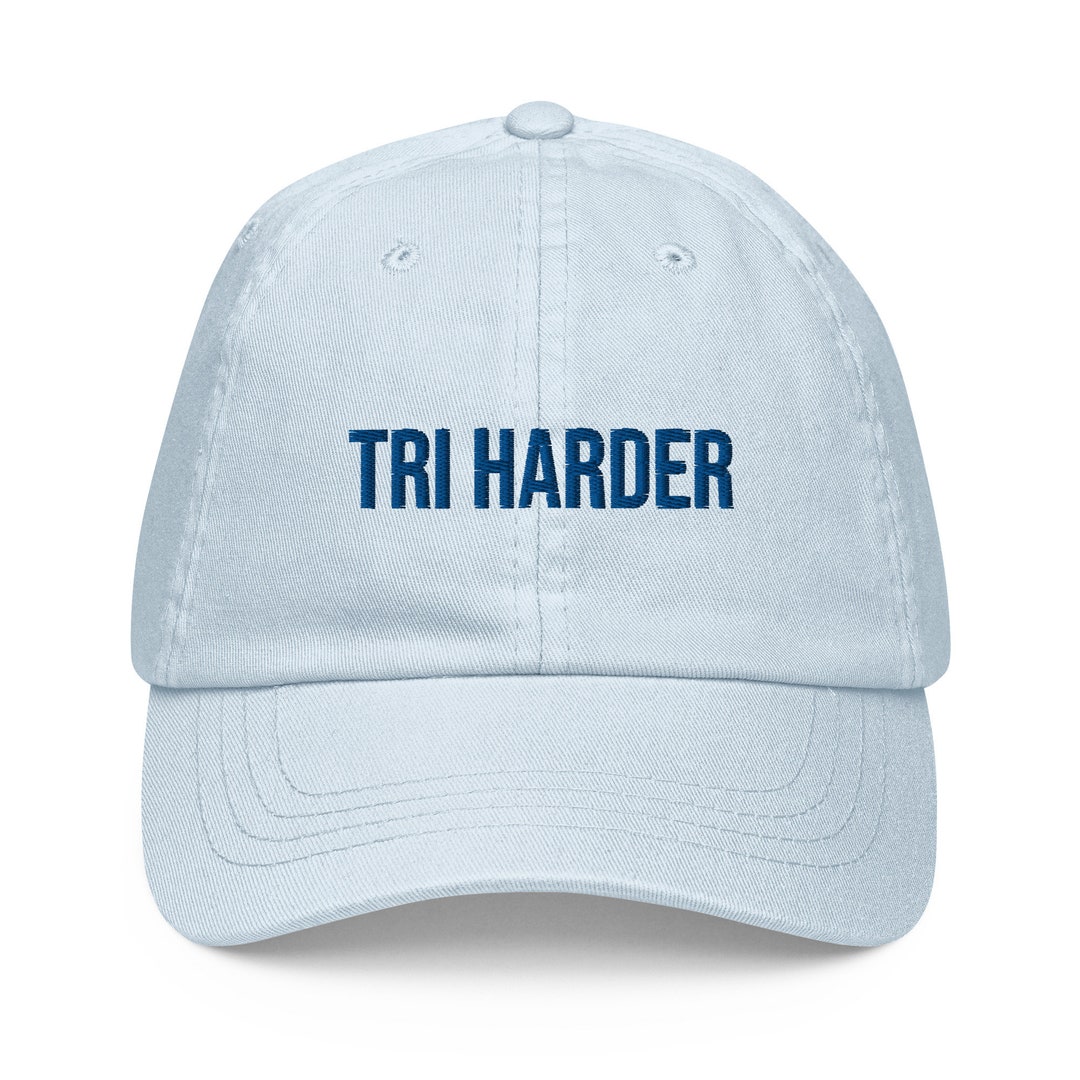 Tri Harder Triathlon Pastel Hat , Triathlon Hat . Gift for Triathlon