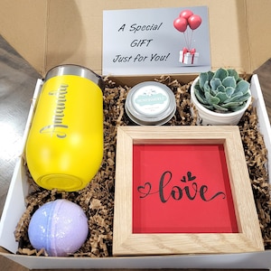Personalized Gifts For Her, Gift Box For Women, Wine Tumbler Gift Box, Care Package, Candle Gift Box, Valentines Day Gift Box, Box of Love