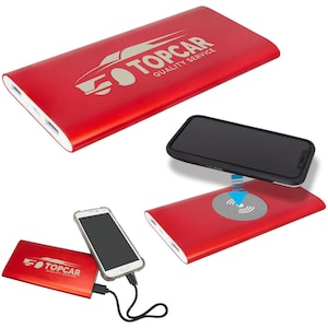 8000 mAh Power Bank with USB Cord, Wireless Charger, Portable, Battery Pack, Stocking Stuffer, Personalized, Laser Engraved, Travel Charge