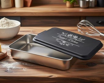 Custom Laser Engraved Cake Pan, 9 x 13 Aluminum Cake Pan with Engraved Lid, Mother's Day Gift, Gift for Mom, Baking Gift, Housewarming Gift