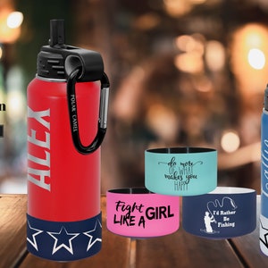 Laser Engraved Silicone Water Bottle Boots for 20 oz, 32 oz, 40 oz, Custom, Personalized , Back to School, Camping, Hiking, Fishing, Protect