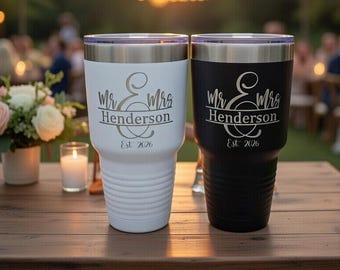 Mr. and Mrs. Tumbler Gift Set, Double Sided,  Laser Engraved, Custom, Personalized, 30 oz, Wedding Gift, Bride and Groom, Anniversary Gift