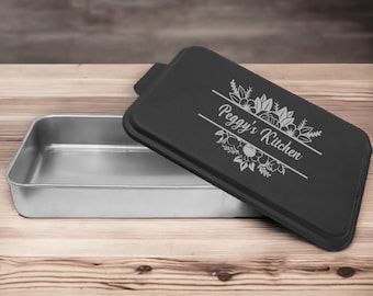 Custom Laser Engraved Cake Pan, 9 x 13 Aluminum Cake Pan with Engraved Lid, Mother's Day Gift, Gift for Mom, Baking Gift, Housewarming Gift