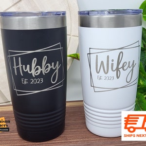 Mr. and Mrs. Tumbler Gift Set. Laser Engraved, Custom, Personalized, 20 oz, Wedding Gift, Bride and Groom, Anniversary Gift, His and Hers