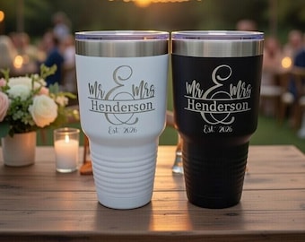 Mr. and Mrs. Tumbler Gift Set, Double Sided,  Laser Engraved, Custom, Personalized, 30 oz, Wedding Gift, Bride and Groom, Anniversary Gift