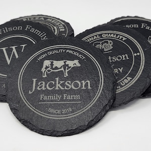 Personalized Slate Coasters, Set of 6, Custom Gift, Wedding, Housewarming, Realtor Gift, First Home Gift