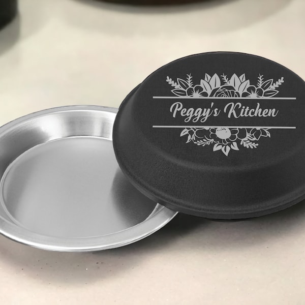 Custom Laser Engraved Pie Pan, 9" Aluminum Pie Pan with Engraved Lid, Mother's Day Gift, Gift for Mom, Baking Gift, Housewarming Gift