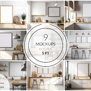 Kitchen Mockup Frames | 9 Different Images | Kitchen Mock UPS | Kitchen Frames | Dining Room Mockup | Digital Download
