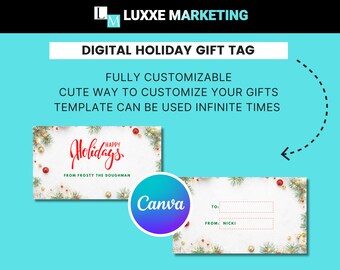 Traditional Holiday TO/FROM Tags, Gift Tags, Holiday Gift Tags, Customizable via Canva