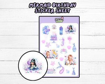 Cute Mermaid Birthday Sticker Sheet