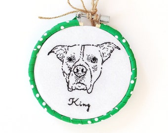 Bordado de mascota personalizado, estilo de contorno, bordado a mano, retrato de perro y gato, puntadas de estilo minimalista