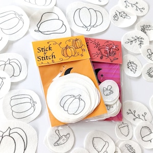 Kürbis & Herbst Saison Stickerei Stick und Stich Design Pack, Herbst Saison, Halloween, DIY Stickerei, wasserlösliche Stickerei