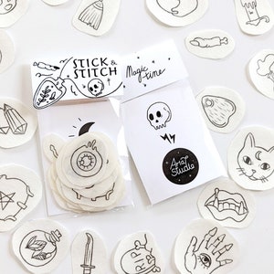 Witchy embroidery stick and stitch design pack, Spooky, Witch, Halloween, Magic, DIY Embroidery, Water Soluble Embroidery