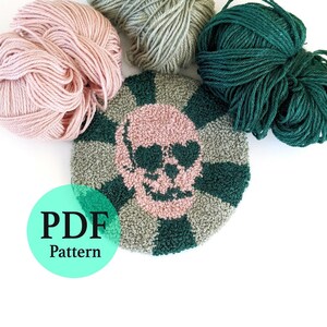 Mönster för stansnålar, PDF-mönster, Dödskallekonst, Stansnålning, Underlägg DIY, Garnmönster, Garnkonst, Muggmatta DIY, Väggkonst, Heminredning bild 2