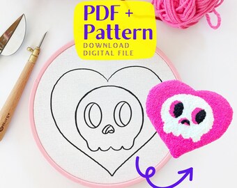 Mönster för stansnålar, PDF-mönster, Dödskallekonst, Stansnålning, Underlägg DIY, Garnmönster, Garnkonst, Muggmatta DIY, Väggkonst, Heminredning
