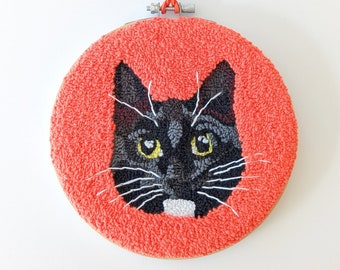 Retrato de mascota personalizado, arte personalizado para mascotas, retrato de gato, retrato de perro, arte de bastidor de 15 cm, regalo para la pérdida de una mascota, bordado con aguja perforadora