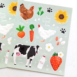 Farm Life Sticker Sheet | Cute Farm Animal Stickers, Country Living Planner Stickers, Laptop & Water Bottle Decals