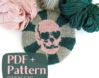 Patrón de aguja perforadora, patrón en PDF, arte de calaveras, punzonado, posavasos DIY, patrón de hilo, arte con hilo, tapete para taza DIY, arte de pared, decoración del hogar