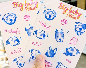 Sticker sheet, pitbull, pitties stickers, dog stickers, pet lovers, pitbull owners, Cute Stationery, Planner Stickers