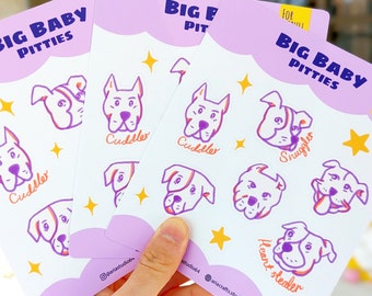 Dog Sticker, Sticker sheet,  Pitbull Stickers, Cute Stationery, Planner Stickers, pitties