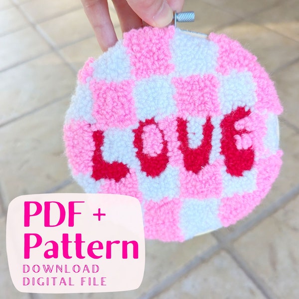 Punch Needle Pattern, PDF Pattern, love Art, heart, Punch Needling, Coaster DIY, Yarn Pattern, Yarn Art, Mug rug DIY, Wall art, Home decor