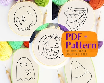 Halloween-mönster för stansnålar, PDF-mönster, DIY-underlägg, för nybörjare, handledning, garnmönster, garnkonst, DIY-muggmatta, heminredning