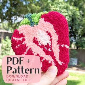 Punch Needle Pattern, PDF Pattern, fruit Art, Punch Needling, Coaster DIY, Yarn Pattern, Yarn Art, Mug rug DIY, Wall art, Home decor