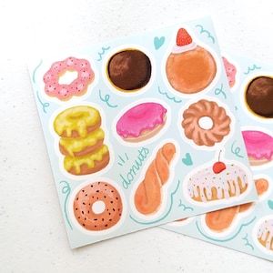 Donut Sticker Bogen | Niedliche Kawaii Donut Aufkleber für Feinschmecker