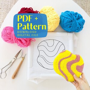 Punch Needle Pattern, PDF Pattern, shape Art, Punch Needling, Coaster DIY, Yarn Pattern, Yarn Art, Mug rug DIY, Wall art, Home decor