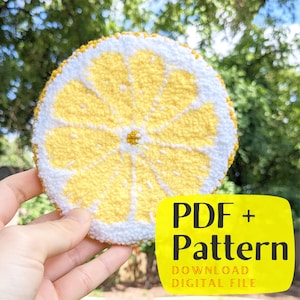 Punch Needle Pattern, PDF Pattern, fruit Art, Punch Needling, Coaster DIY, Yarn Pattern, Yarn Art, Mug rug DIY, Wall art, Home decor