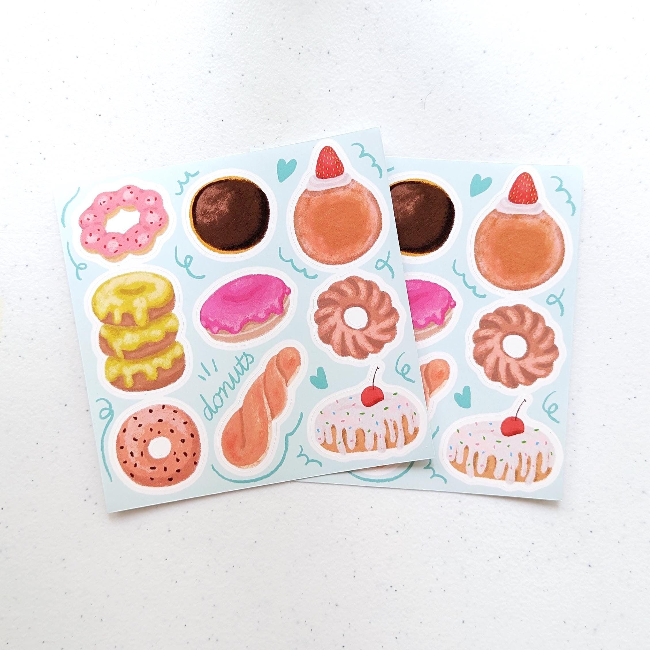 Simple Donut Basic Sticker Donut Sticker Sheet | Cute Kawaii Donut Stickers for Food Lovers - Etsy