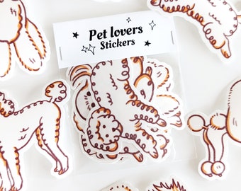 Sticker chien, sticker animal de compagnie découpé, papeterie mignonne, stickers planificateur, caniches