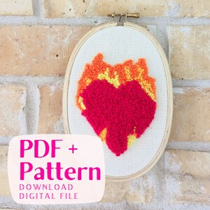 Punch Needle Pattern, PDF Pattern, love Art, heart, Punch Needling, Coaster DIY, Yarn Pattern, Yarn Art, Mug rug DIY, Wall art, Home decor