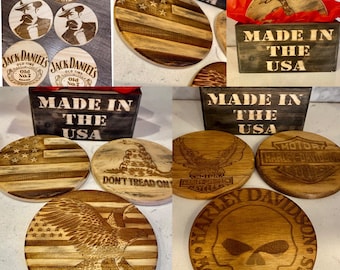 Set of 6 Custom Personalized Laser Engraved Coasters