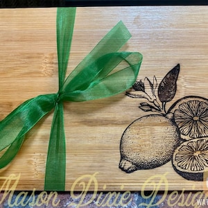 Cutting Board Wood, Personalized- Lemon engraved, small board ! Great for tiered tray!