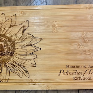 Personalized sunflower, custom cutting board , charcuterie board
