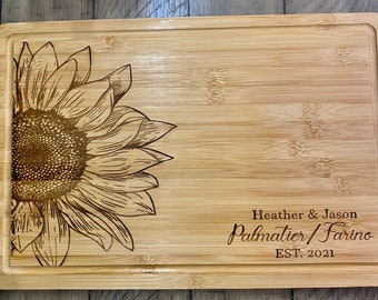 Personalized sunflower, custom cutting board , charcuterie board, bridal shower, wedding Gift
