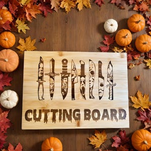 Halloween Killers Knife Cutting Board | Horror Movie Cutting Board | Scary Kitchen Décor | Horror Fan Gift | Engraved Bamboo Board