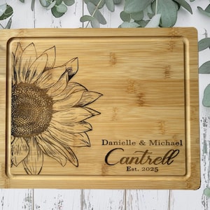 Personalized sunflower, custom cutting board , charcuterie board, bridal shower, wedding Gift