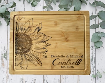 Personalized sunflower, custom cutting board , charcuterie board, bridal shower, wedding Gift