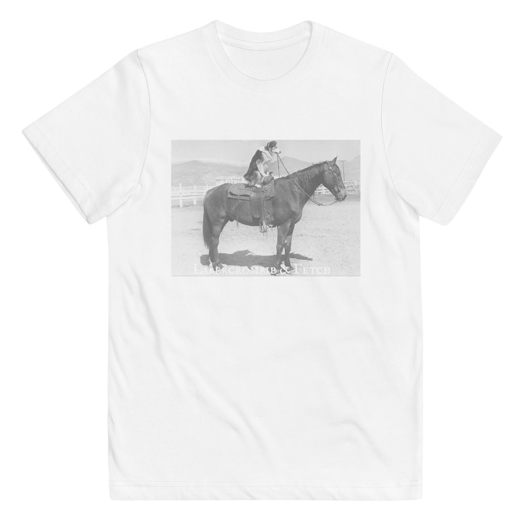 Vintage Dog on Horse Youth Tshirt Cute Kids Dog Tshirt Etsy