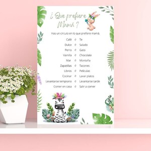 Jungle Baby Shower Game 5 em espanhol / Jungla Juego 5 de Bienvenida de bebe en español
