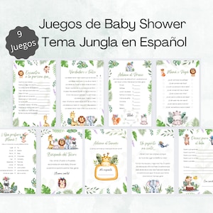 Jungle Baby Shower Games Bundle in Spanish / Jungla Juegos de Bienvenida de bebe en español