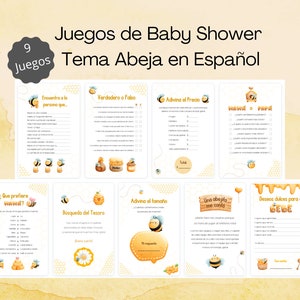 Bee Baby Shower Games-bundel in het Spaans / Abeja Juegos de Bienvenida de bebe en español
