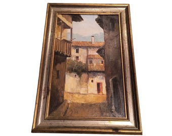 Signed S. Alonso Framed Oil Rural Landscape Painting