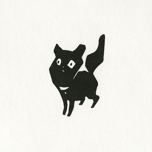 Cat Original Handmade Relief Printmaking - 5x7 Animal Art - Deckle Edge - Black Cat - Pet Art - Minimalist Wall Decor Print Illustration