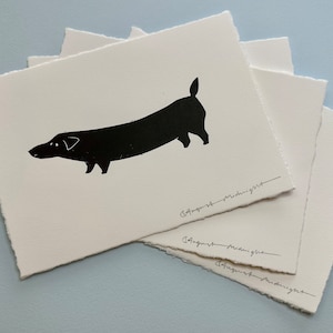 Wiener Dog Linocut - Printmaking - Little Dachshund Art Print - Doxie Gift - Pet Art - Cute Wall Decor Puppy Illustration Linoprint