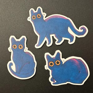 Blue Cat Stickers - Cat Decals - Colorful Cats - Cat Sticker Pack - Stickers for Sketchbook - Cat Illustration - Cute Kitty Cat Stationery