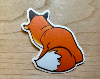 Fox Sticker - Wildlife Matte Vinyl Sticker - Laptop Decal - Red Fox Drawing Wild Animal Foxes - Wild Woods Cottage Nature Calm Forest